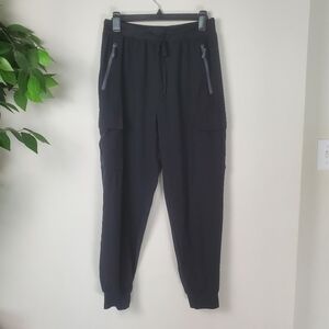 Libin Jogger Cargo Pants Women Medium Maroon Active Zip Pocket Active Black